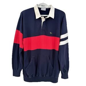 LACOSTE Izod Vintage Multicolour Rugby Long Sleeve Polo Shirt Men’s Size Large